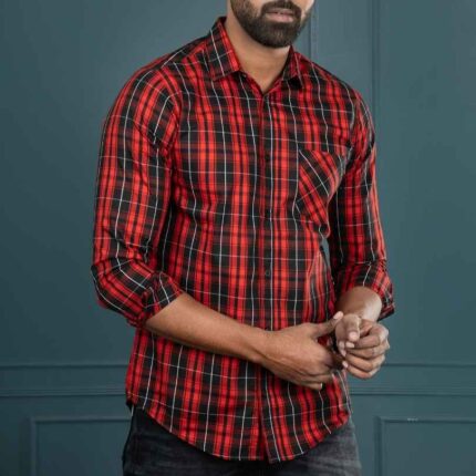 Men's full sleeves casual check shirt