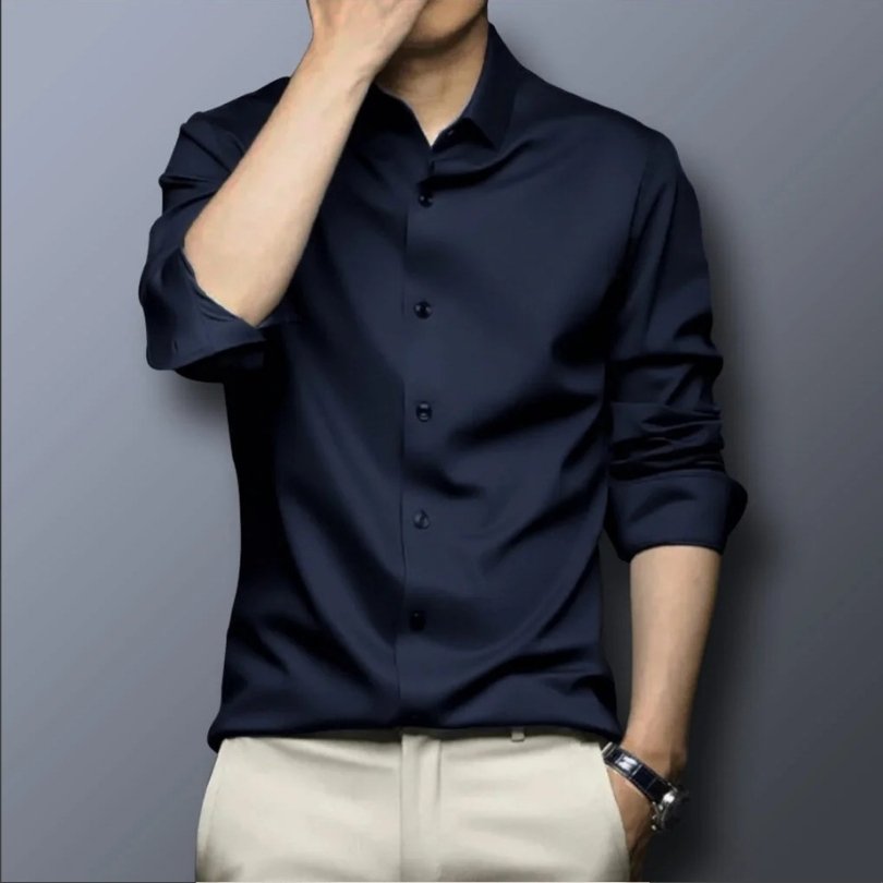 White-and-Brown-Minimalist-Fashion-Collection-Instagram-Post-60.jpg Men’s Premium Wrinkle Free China Spandex Stretch Formal Shirt - Image 1